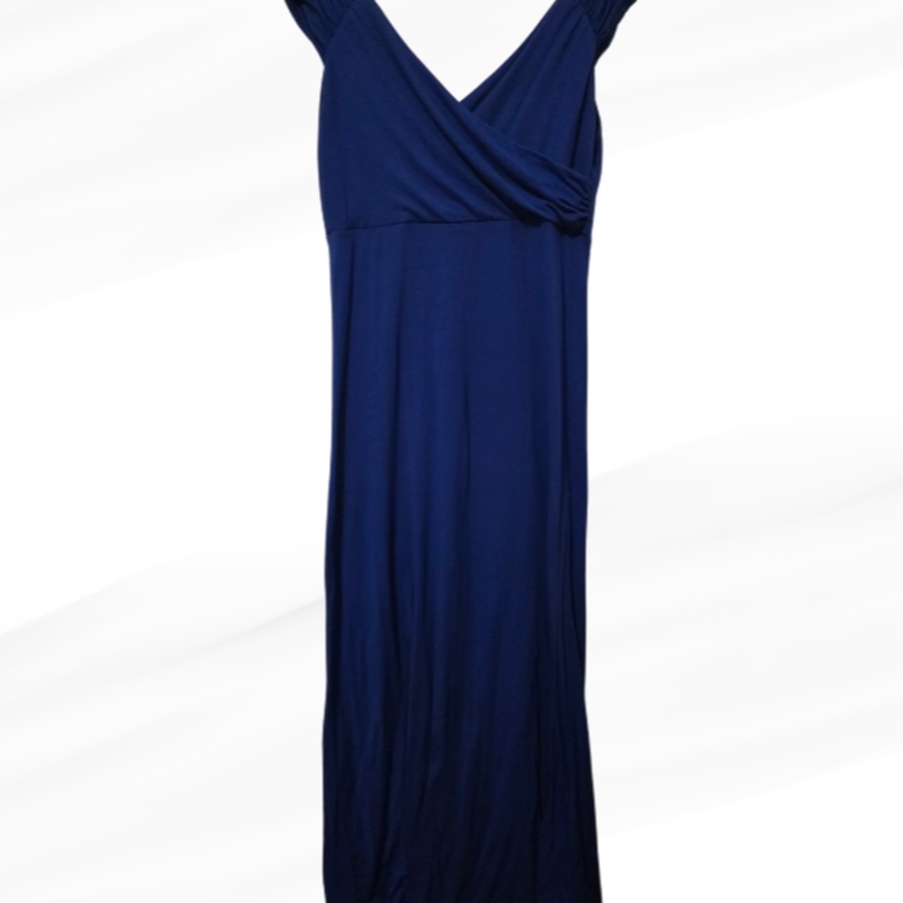 Allison Brittney Blue Sleeveless V-neck Maxi Gown